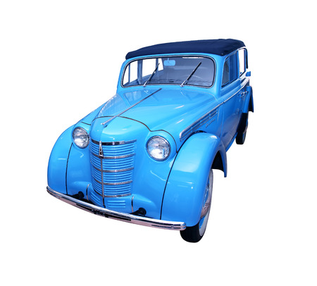 TECHNICAL MUSEUM, CHERNOGOLOVKA, RUSSIA - MARCH 15, 2015: Vintage Russian car Moskvich 400-420A Cabriolet produced in 1949. Based on Opel Kadett (Germany)のeditorial素材