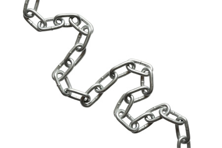 Metal chain isolated on white background with clipping pathの写真素材