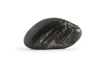 One black stone on white background. Clipping path is included