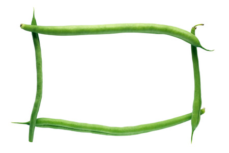 Picture frame made from green beanstalks. Isolated with clipping pathの写真素材