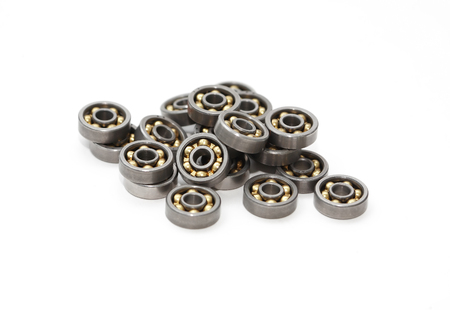 Industrial concept. Set of small ball bearings on white backgroundの写真素材