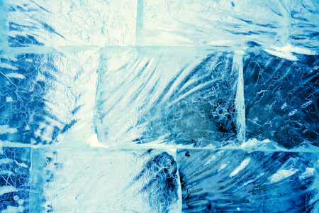 Nice abstract blue background made from clean blue ice bricksの写真素材