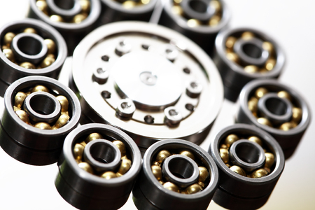 Industrial concept. Abstract ring made from lot of ball bearingsの写真素材