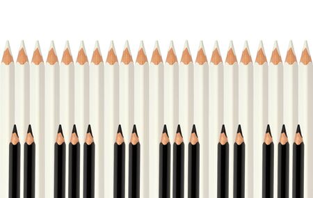Set of white and black pencils as piano keyboard backgroundの写真素材