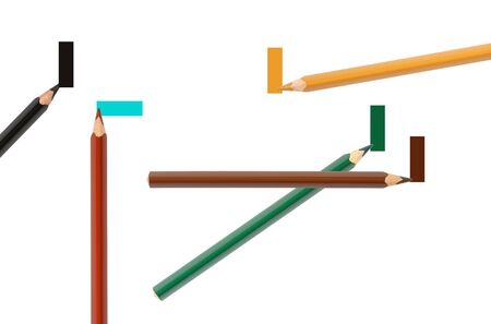 Set of color pencils draws conflict on white backgroundの写真素材