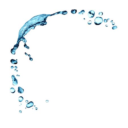 Nice abstract blue water drops as border on white backgroundの写真素材
