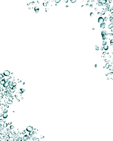 Nice abstract blue water drops as border on white backgroundの写真素材