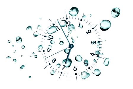 Clock face on background with lot of water dropsの写真素材