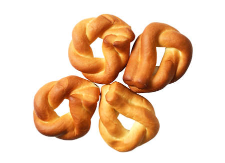 Few freshness bagels isolated on white background with clipping pathの写真素材