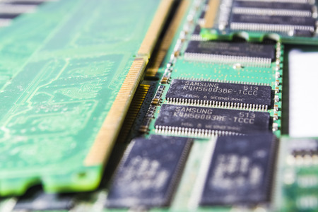 Old and dusty memory cards from the personal computer. Diskettes. Motherboard. Repair of the...