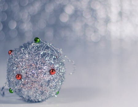 Beautiful Christmas ball on the background bokeh. Shallow depth of field. Christmas card.の写真素材