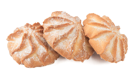 Traditional holiday shortbread isolated on white background. Homemade baking.の写真素材