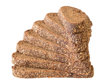 Fresh bread from wholemeal flour isolated on a white background. Scalded bread with bran. Healthy diet food.の写真素材