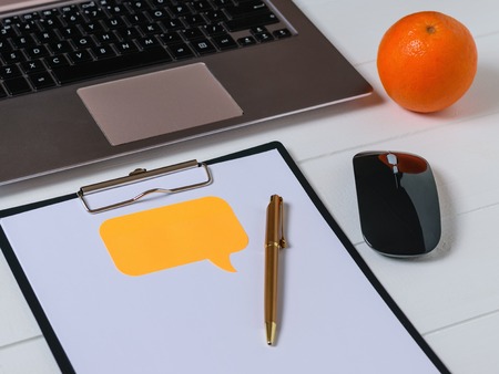 Top view of the designer's workplace with laptop, tablet and pen. Work at home.の写真素材
