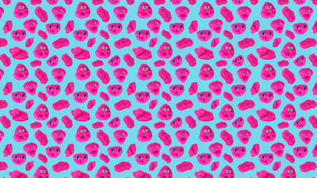 Seamless pattern of multiple slimes on a blue background. Toy antistress. Toy for the development of...