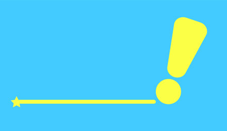 A yellow line with an asterisk and an exclamation mark on a blue background. A bright reminder sign.のイラスト素材