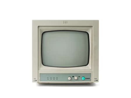 A small retro gray monitor isolated on a white background. Retro equipment.の写真素材