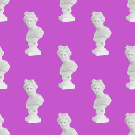 Seamless pattern of plaster figures on a purple background. abstract background. minimal concept. creative photo.の写真素材