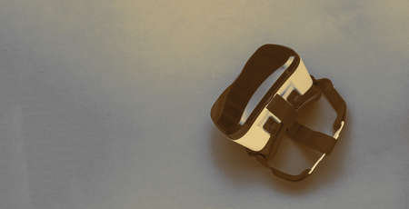 Tinted image of vr glasses on an abstract background. A popular virtual reality gadget. flat lay.の写真素材