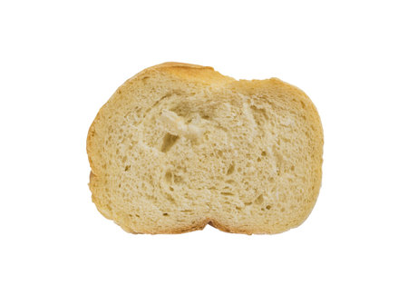 A piece of fresh white bread isolated on a white background. popular grain food.