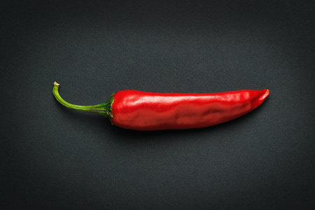Ripe fresh pod on a black background. A popular spice. flat lay.の写真素材