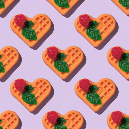 Seamless pattern of cookie figures with berries. Creative dessert.の写真素材