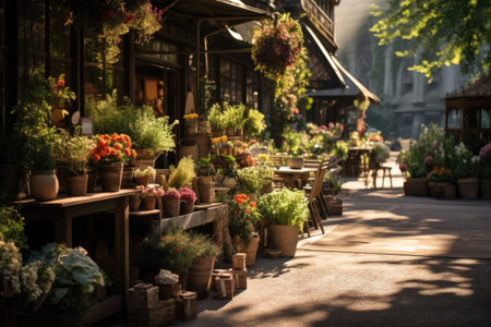 Flower market on a city street in the open air. Spring concept.の素材