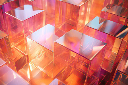 A futuristic background of a large number of holographic figures. A beautiful hologram.の素材