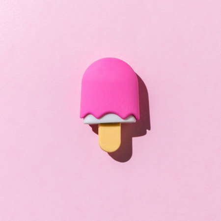 Delicious fruit ice cream on a pink background. Summer concept.の写真素材