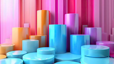 Abstract 3d background of multicolored geometric shapes of diagrams. The concept of business intelligence.の素材