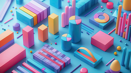 Color creative 3d business analytics. The concept of business intelligence.の素材