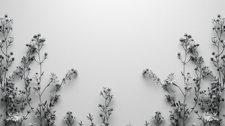 A template with summer flowering plants on a white background. Creative advertising. A banner for the summer sale.の素材