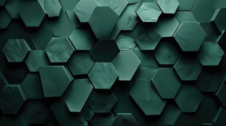 Geometric 3d background of dark green color. Stylish creative wallpapers.の素材