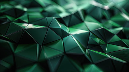 Abstract 3d background of green geometric polylines. Stylish creative wallpapers.の素材