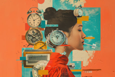 A watch, a girl and toothbrushes. College of Contemporary Art.の素材
