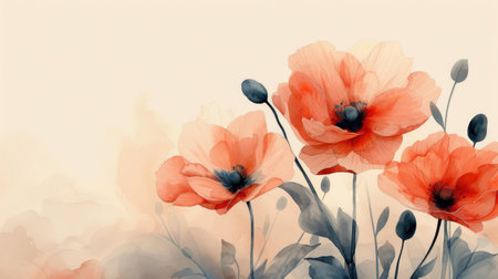 Watercolor drawing of beautiful blooming flowers on a pink background. A hand-drawn floral pattern.の素材