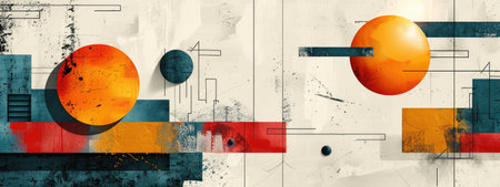 An abstract flat business concept. Art design analytics and visualization. A poster in a retro office style.の素材