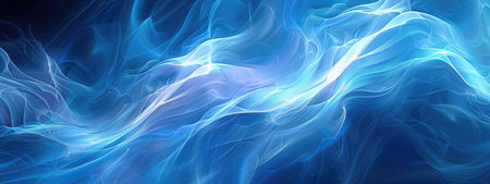 Abstract Blue and White Flowing Light Waves - Digital Fluid Motion Backgroundの素材