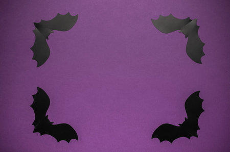 Halloween Bats on Purple Background - Spooky Seasonal Decoration