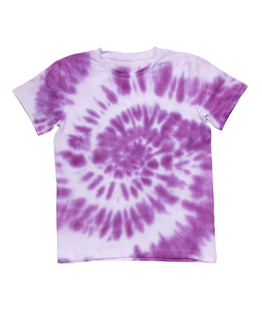 Purple tie dye T-shirt isolated on a white background.の写真素材