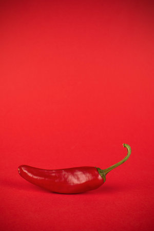 Vibrant Red Chili Pepper on Matching Red Background for Bold and Spicy Theme