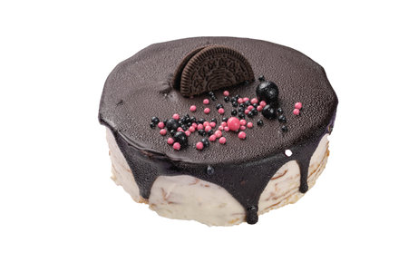Delicious Chocolate Cake and Colorful Sprinkles Toppingの写真素材
