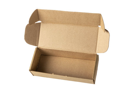 Open Cardboard Box on White Background for Packaging and Shipping Concepts