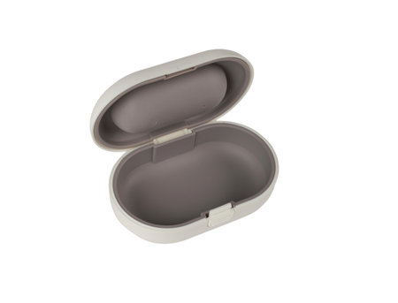Minimalist White Storage Container with Open Lid on Transparent Backgroundの写真素材