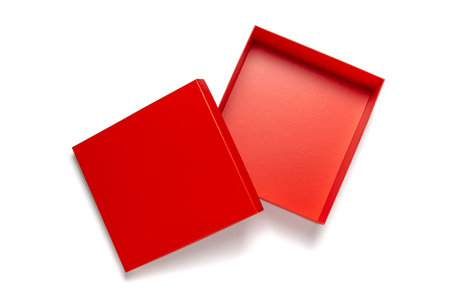 Open Red Gift Box on White Background - Minimalist and Vibrant Design
