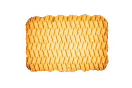 Closeup of a Golden Textured Biscuit Isolated on White Backgroundの写真素材