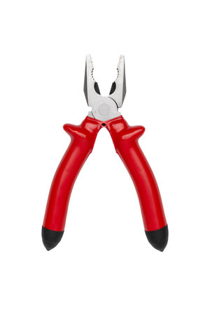 Red Handled Pliers Isolated on White Background for DIY Projects and Tool Kits