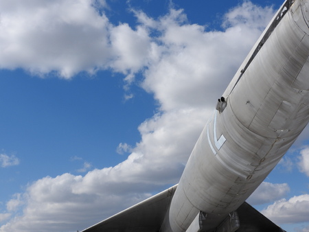 Close-up of fragments and details of the old aircraft