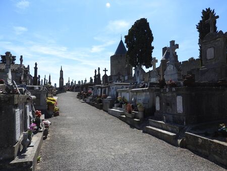 Carcassonne, France, June 27, 2016: cemetery in Carcassonne before medieval fortification of the fortress, France.のeditorial素材