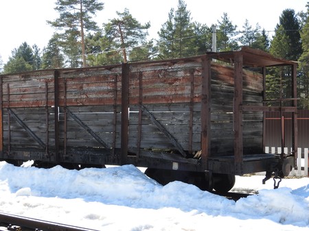 Old open-air steam locomotive Pereslavl Museum in winter, Russiaの写真素材